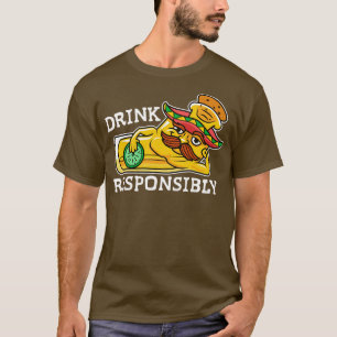 Funny toon Tequila Shot with Sombrero Drink Respon T-Shirt