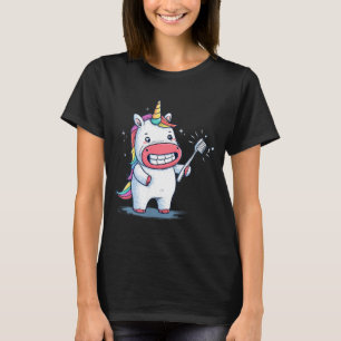 Funny Tooth Care Unicorn with Toothbrush Graphic T-Shirt