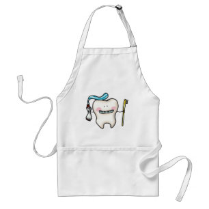 funny tooth cartoon standard apron