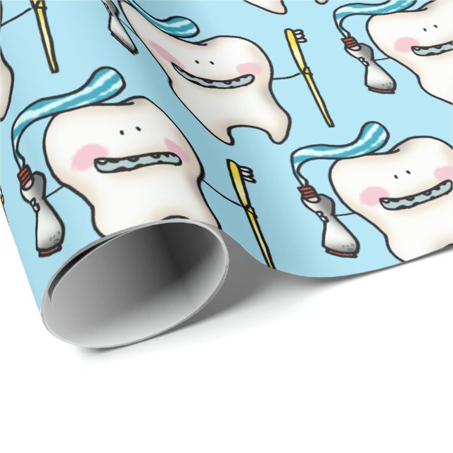 funny tooth cartoon wrapping paper (Roll Corner)