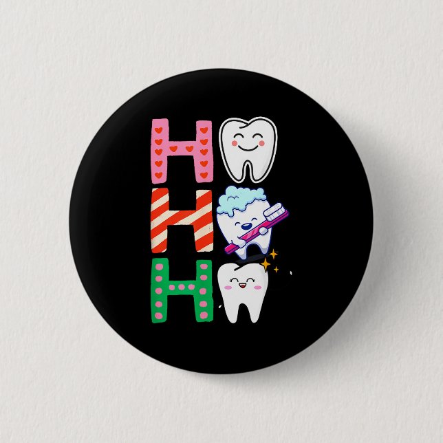 Funny Tooth Christmas Dentist Xmas Dental Istant H 6 Cm Round Badge (Front)