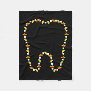 Funny tooth cinco de mayo dentist dental sombrero fleece blanket