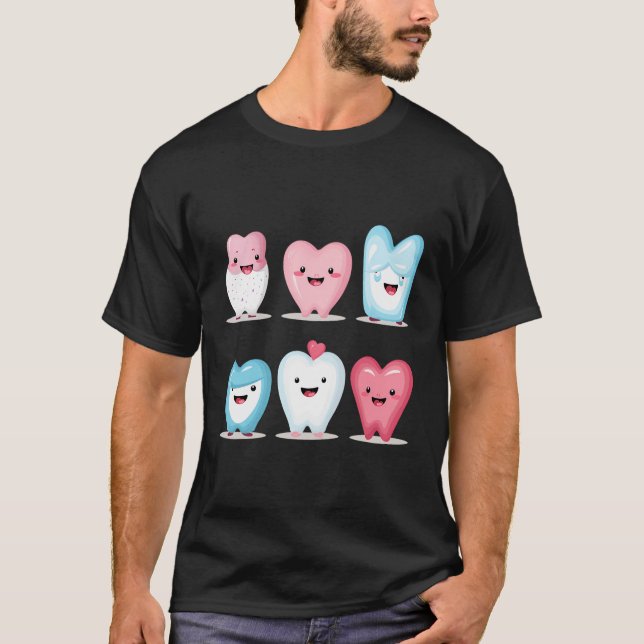 Funny Tooth Dentist Dental Teeth Squad Love Valent T-Shirt (Front)