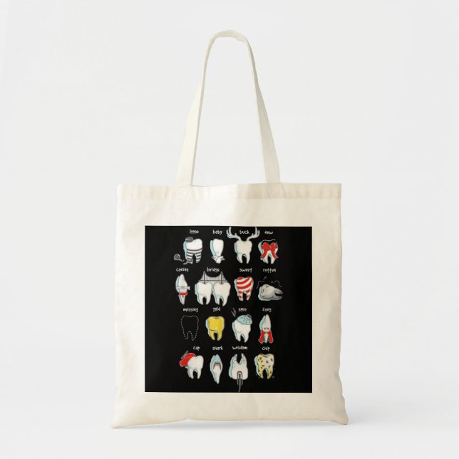 Funny Tooth Designs Dentist Teeth Dental  Tote Bag (Front)
