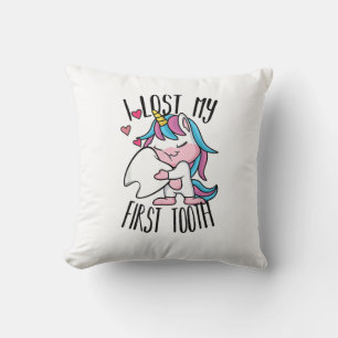 Funny Tooth Fairy - Cute Unicorn I Lost My First T Cushion