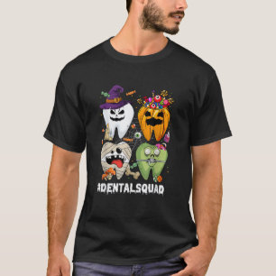 Funny Tooth Teeth Dental Squad Spooky Halloween Vi T-Shirt