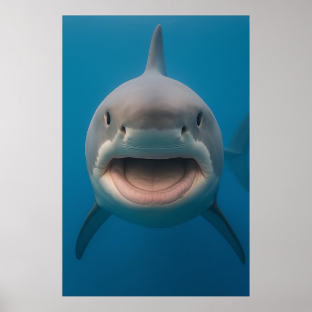 Funny Toothless Great White Shark Wall Art (Front)