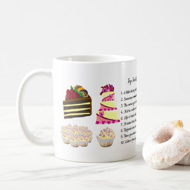 FUNNY Top 10 Reasons To Eat Cake Customisable Coffee Mug (With Donut)