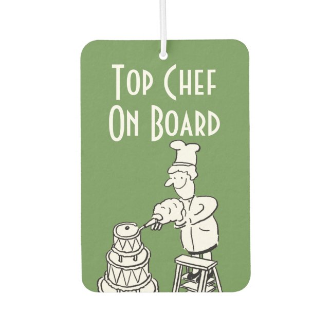 Funny Top Chef Cartoon. Cake Maker Car Air Freshener (Front)