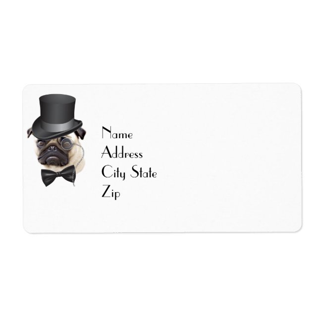 Funny Top Hat Monocle Sir Pug Dog (Front)
