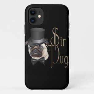 Funny Top Hat Monocle Sir Pug Dog iPhone 11 Case