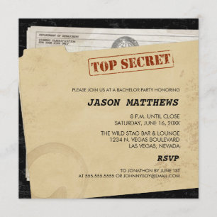 Funny Top Secret Bachelor Party Invitations