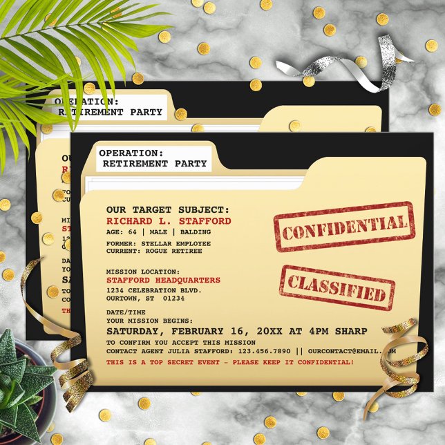 Funny Top Secret Files Surprise Retirement Party Invitation (Creator Uploaded)