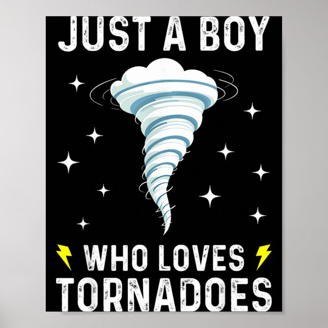 Funny Tornado Gift For Boys Kids Hurricane Weather Poster (Front)