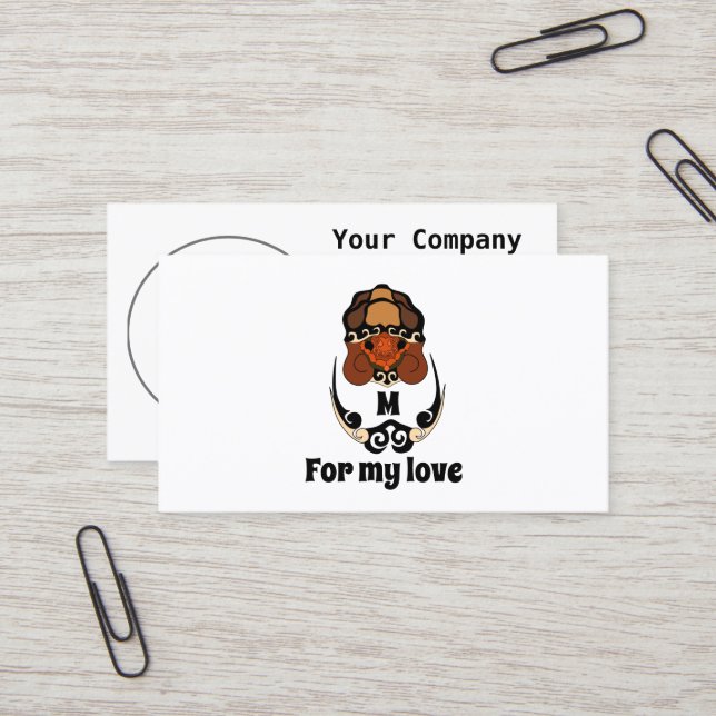 Funny Tortoise Chilling Monogram Business Card (Front/Back In Situ)