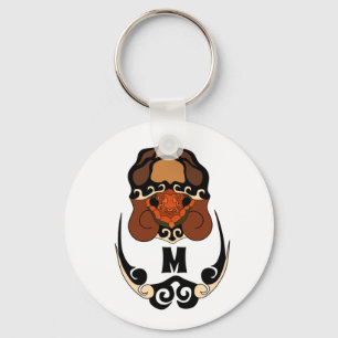 Funny Tortoise Chilling Monogram Key Ring