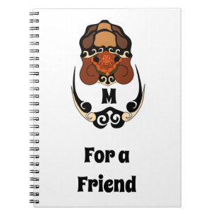 Funny Tortoise Chilling Monogram Notebook
