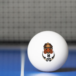 Funny Tortoise Chilling Monogram Ping Pong Ball