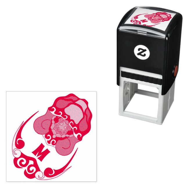 Funny Tortoise Chilling Monogram Self-inking Stamp (In Situ)