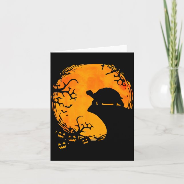 Funny Tortoise Halloween Silhouette Soky Tortoise  Card (Front)