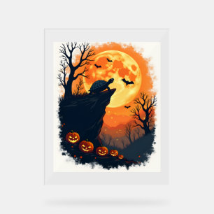 Funny Tortoise Halloween Silhouette Spooky Tortois Acrylic Sign