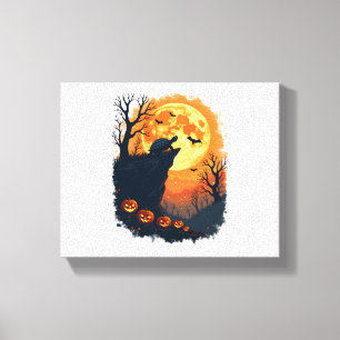 Funny Tortoise Halloween Silhouette Spooky Tortois Canvas Print