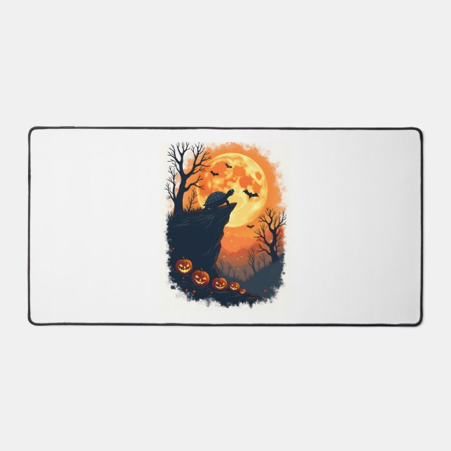 Funny Tortoise Halloween Silhouette Spooky Tortois Desk Mat (Front)