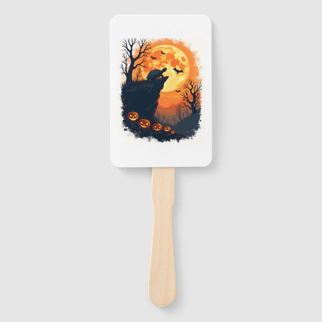 Funny Tortoise Halloween Silhouette Spooky Tortois Hand Fan (Front)