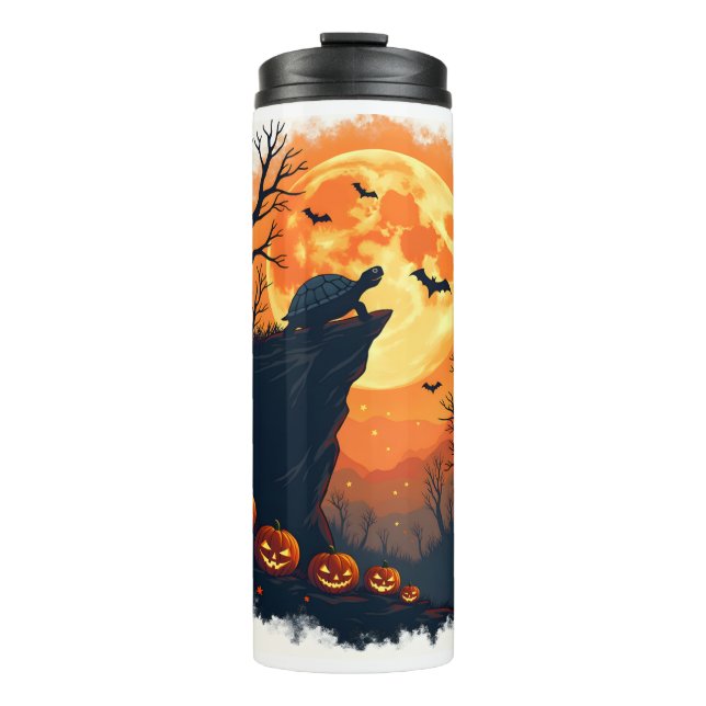 Funny Tortoise Halloween Silhouette Spooky Tortois Thermal Tumbler (Front)