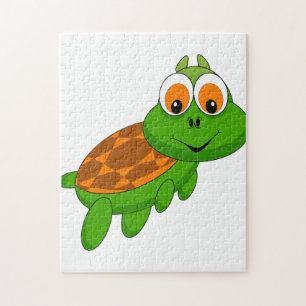 Funny Tortoise in Green and Orange  Jigsaw Puzzle