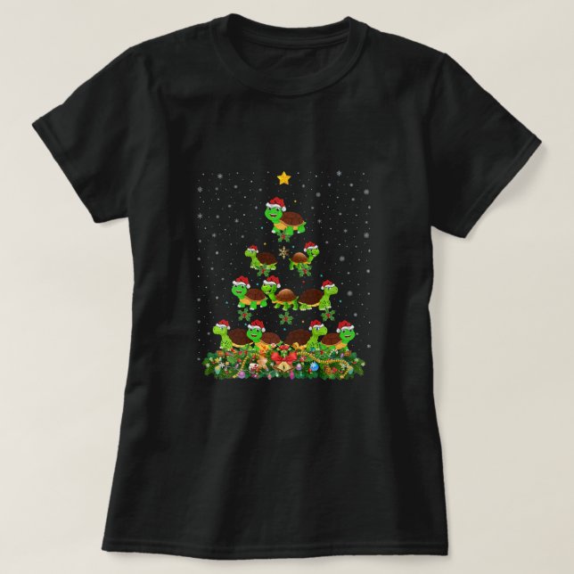 Funny Tortoise Lover Xmas Santa Tortoise Christmas T-Shirt (Design Front)