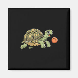 Funny Tortoise Playing Soccer With Orange Ll Magnet