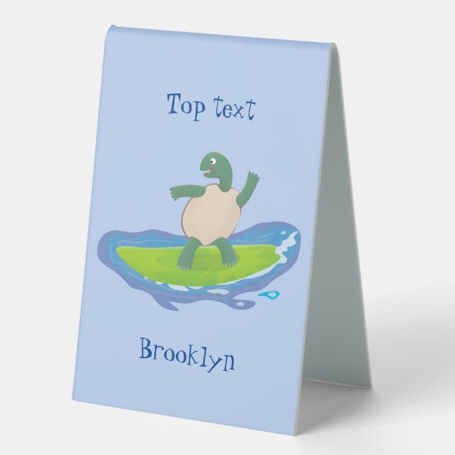 Funny tortoise wave surfing cartoon (Front)