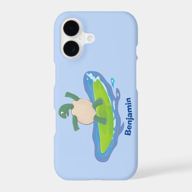Funny tortoise wave surfing cartoon  (Back)