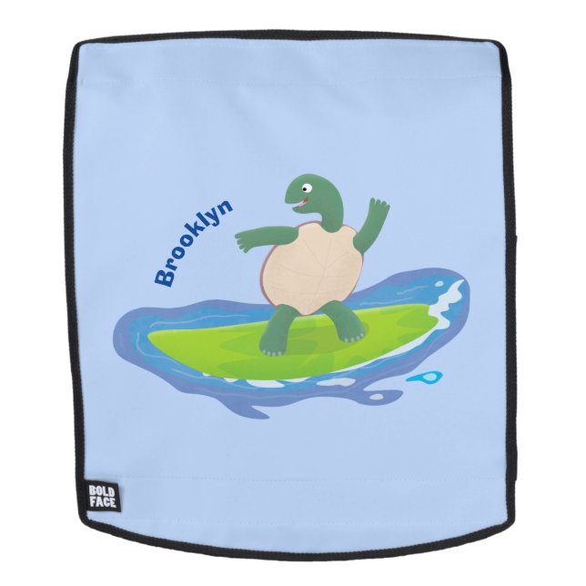 Funny tortoise wave surfing cartoon backpack (Removable Face)