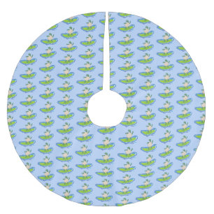 Funny tortoise wave surfing cartoon brushed polyester tree skirt