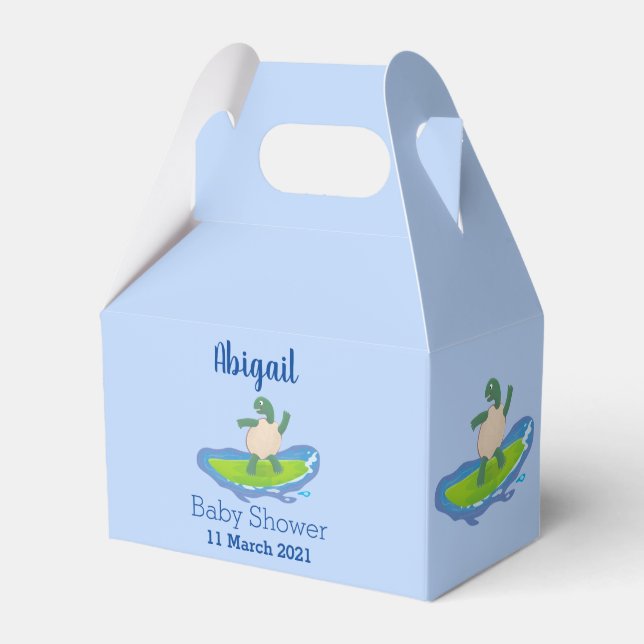 Funny tortoise wave surfing cartoon  favour box (Front Side)