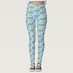 Funny tortoise wave surfing cartoon leggings