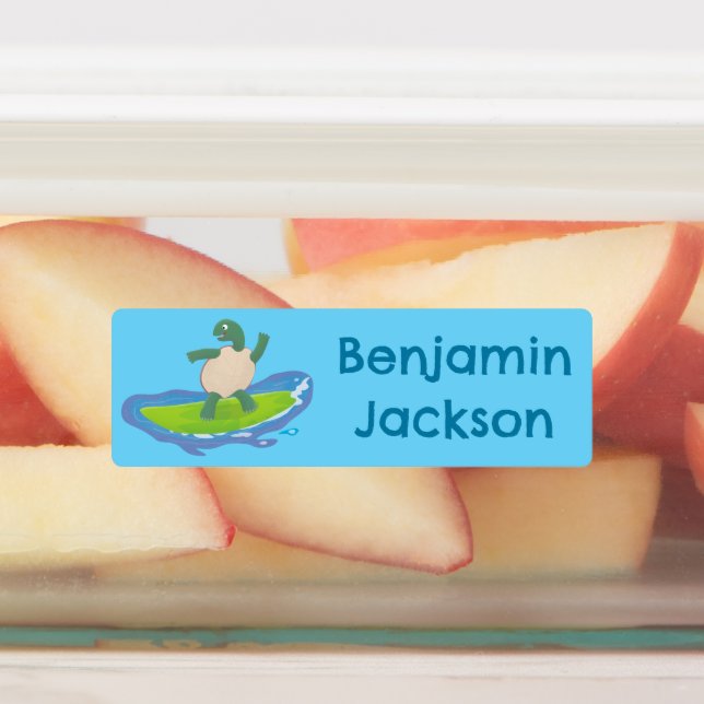 Funny tortoise wave surfing cartoon personalised (Affixed)