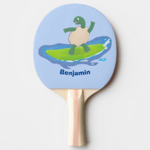 Funny tortoise wave surfing cartoon ping pong paddle