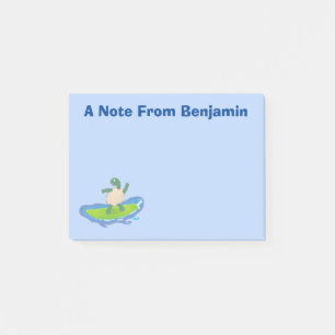 Funny tortoise wave surfing cartoon  post-it notes