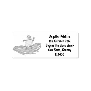 Funny tortoise wave surfing cartoon rubber stamp