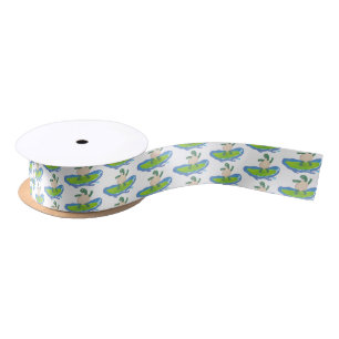 Funny tortoise wave surfing cartoon satin ribbon