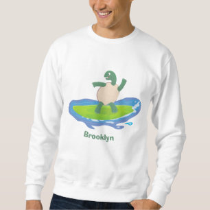 Funny tortoise wave surfing cartoon  sweatshirt
