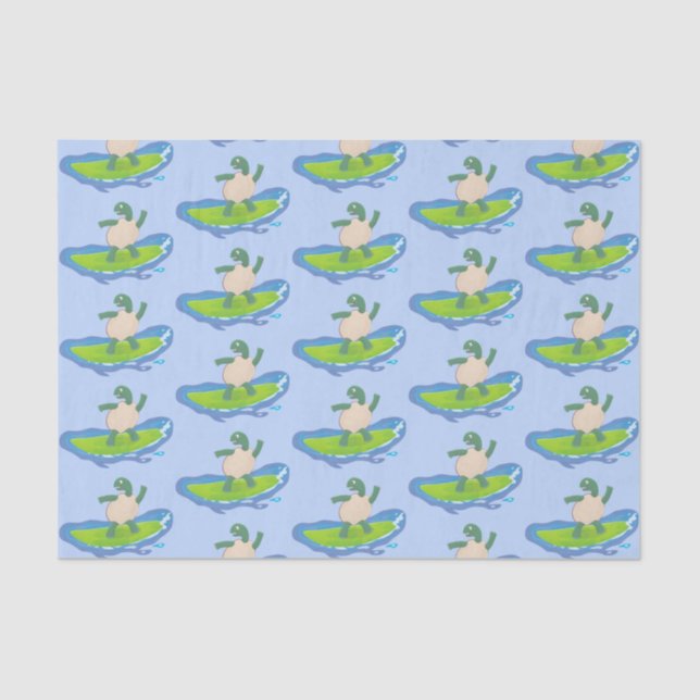 Funny tortoise wave surfing cartoon  tissue paper (Front)