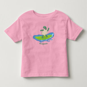 Funny tortoise wave surfing cartoon  toddler T-Shirt
