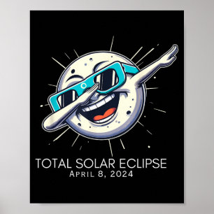 Funny Total Solar Eclipse Dabbing Moon Poster