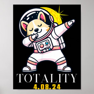 Funny Total Solar Eclipse Dabbing Shiba Poster