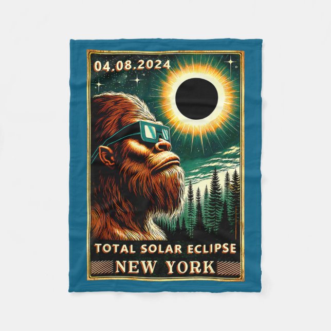 Funny Total Solar Eclipse York Bigfoot Fleece Blanket (Front)
