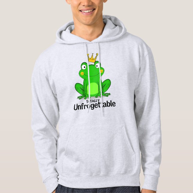 Funny "Totally Unfrogettable" Frog Pun Hoodie (Front)